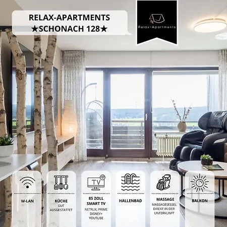 Relax-Apartments - Indoor-Pool - Sauna - Kueche - Kostenlos Parken - Balkon - Massagesessel - 85 Zoll Smart-Tv