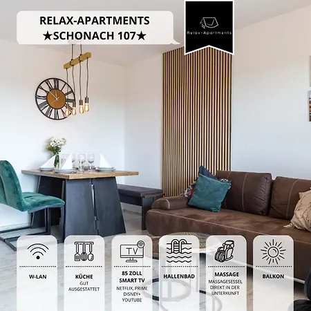 Relax-Apartments - Indoor-Pool - Sauna - Kueche - Kostenlos Parken - Balkon - Massagesessel - 85 Zoll Smart-Tv Apartment Schonach im Schwarzwald
